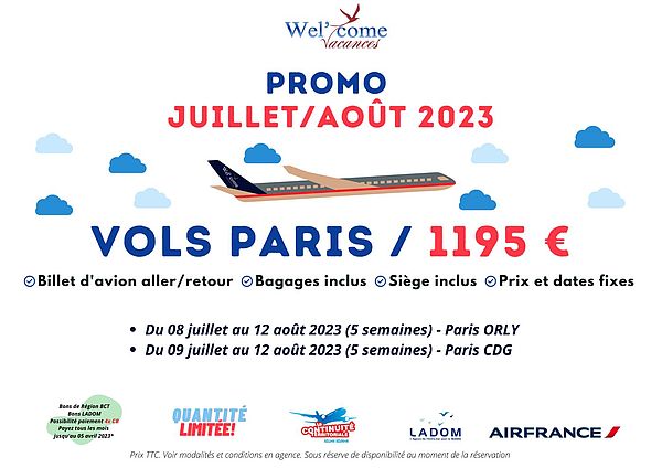 Billet avion Réunion Paris en promo